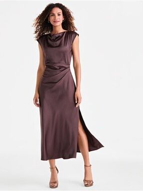 Sam Edelman Satin Cap-Sleeve Midi dress
